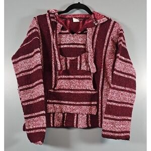 Artesanias F.R. Inc Mexican Rasta‎ Poncho Hippie Hoodie Size S Made In Mexico